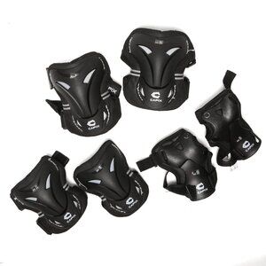 CAPIX Sports Line Adult Rollerblade Skate Pad Set Knee Elbow Wrist Black Sports